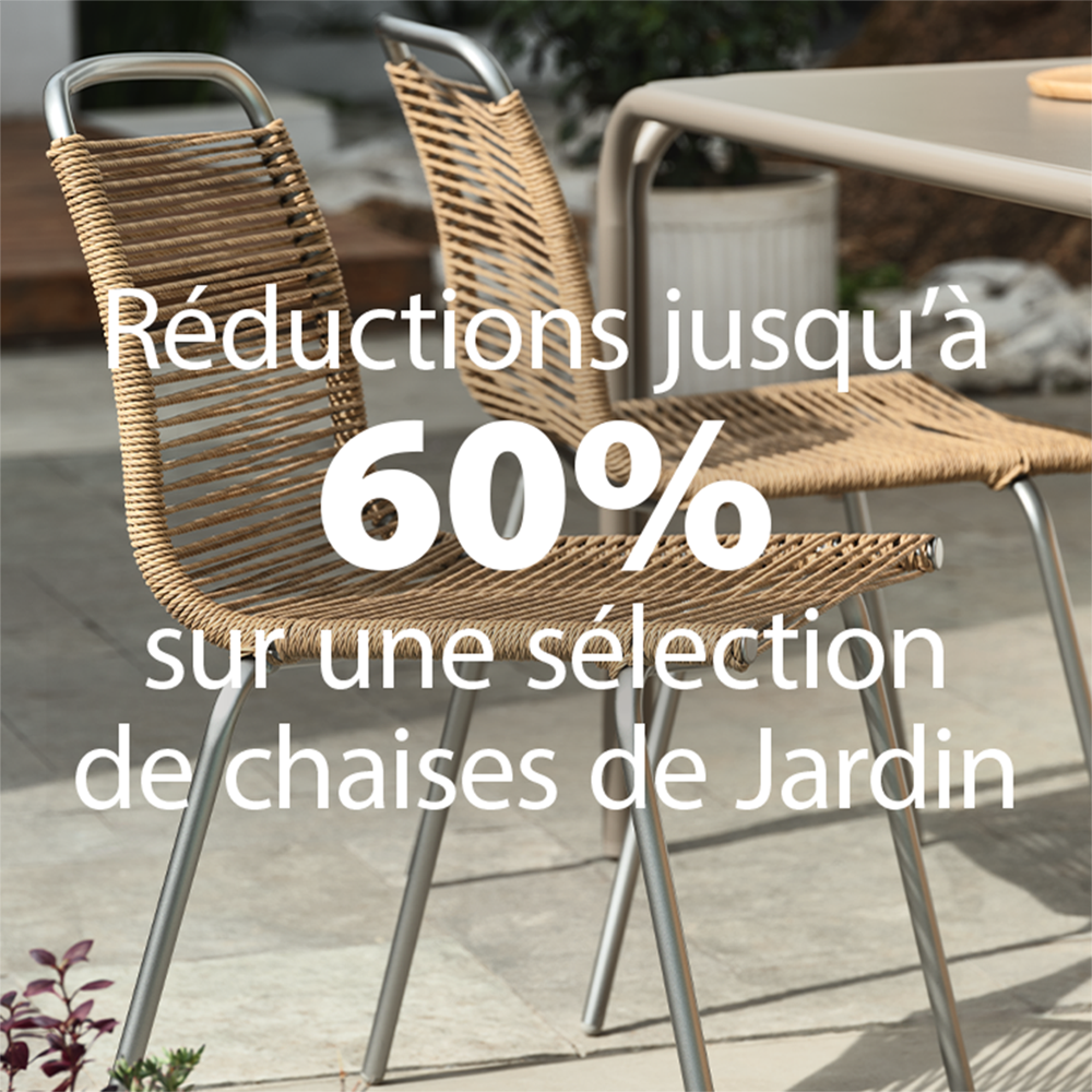 Réductions jusqu'à 60% sur une sélection de chaises de jardin Réductions jusqu'à 60% sur une sélection de chaises de jardin