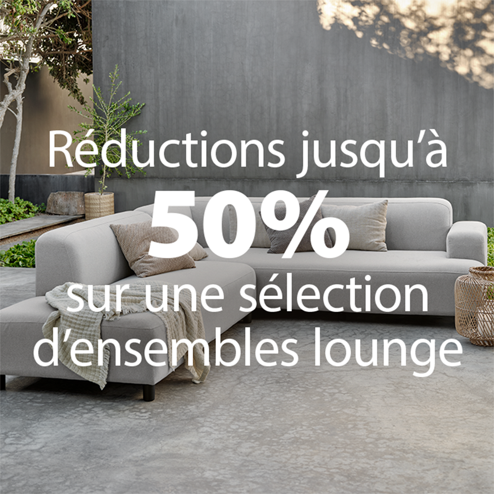 Réductions jusqu'à 50% sur une sélection d'ensembles lounge Réductions jusqu'à 50% sur une sélection d'ensembles lounge